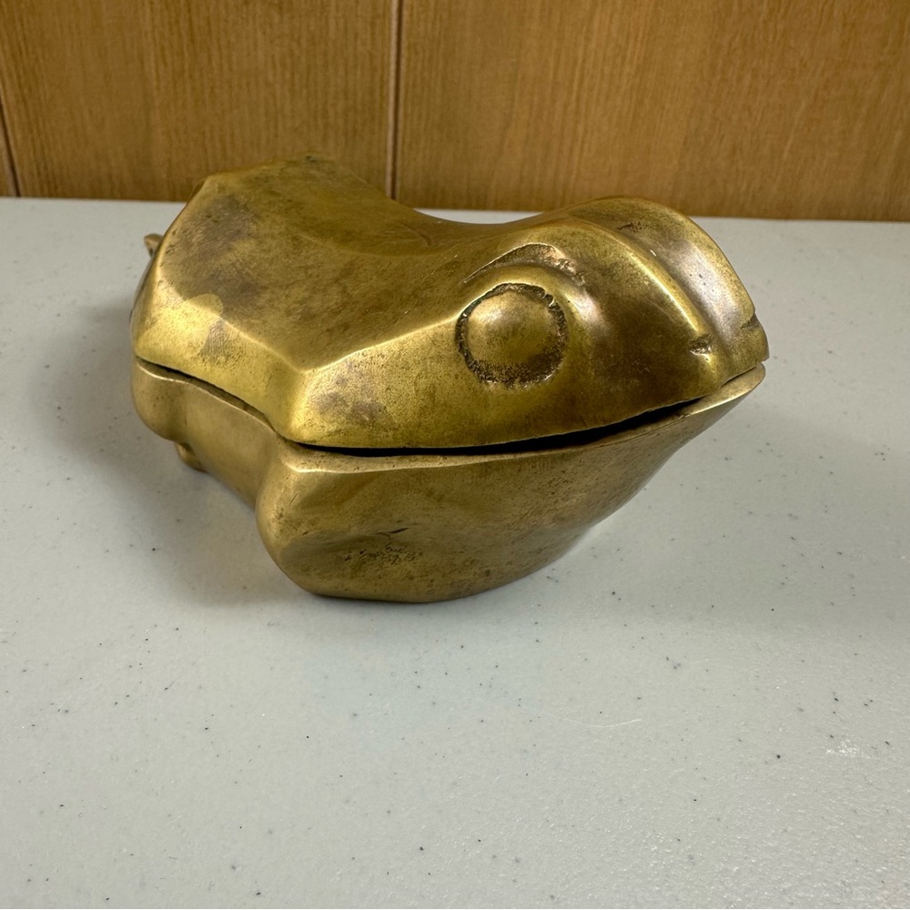 Vintage Brass Frog Trinket Box Whimsical Boho Decor